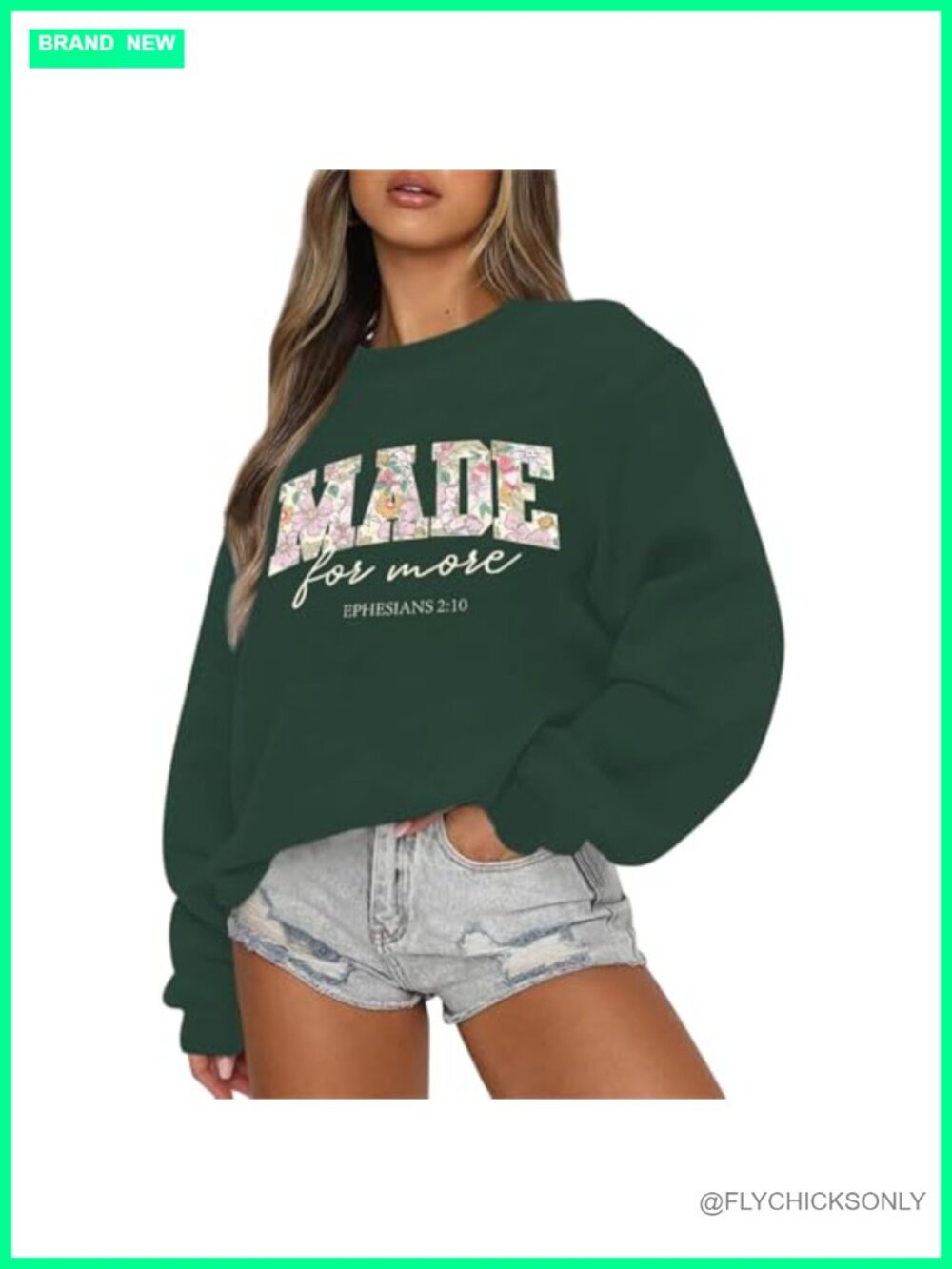 Womens Christian Sweatshirt Oversized Crewneck Bible Verse Faith Pullover